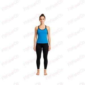 🧘‍♀️ PEZZI Blue Racerback Yoga Tank Top – Women’s S | Made in USA 💙
